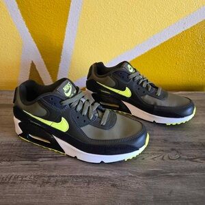 Nike Air Max 90 Leather (GS) Army Green Dark Green Black Volt DV3607-200 Size 7Y